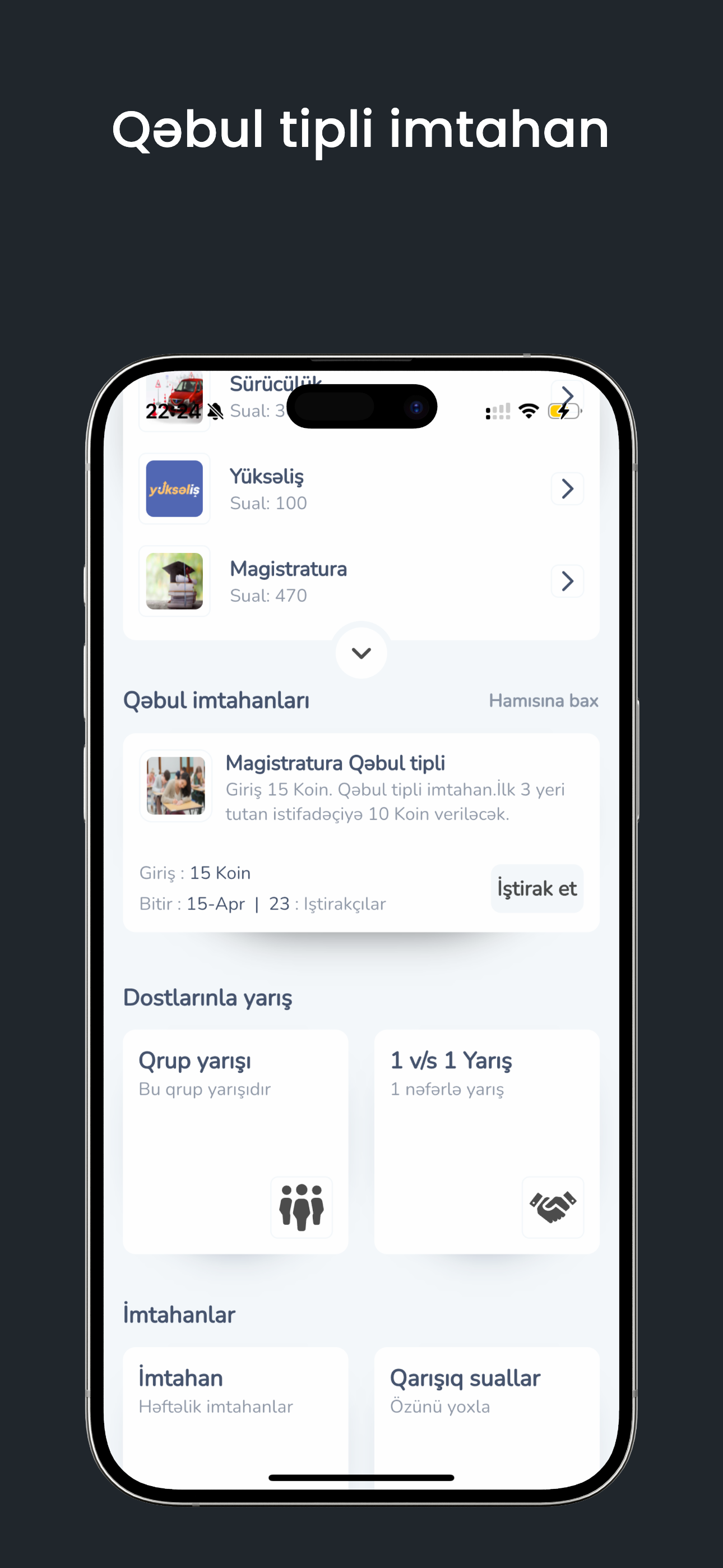 İmtahanlar App ekran görüntüsü